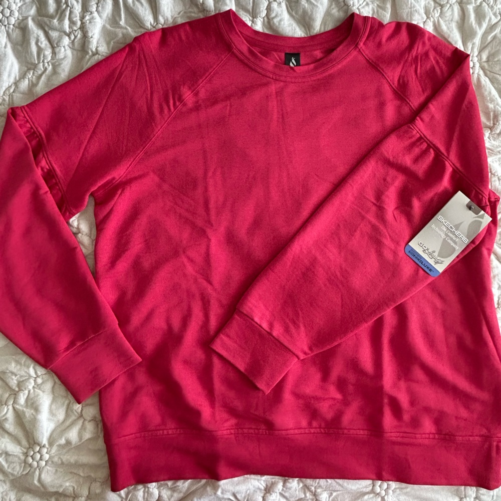 Skechers Comfort women restful soft silky crew sweatshirt with balloon sleeve